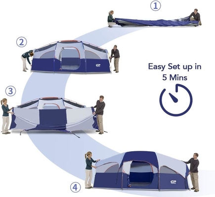 CAMPROS CP Tent 8 คน Tents Camping Tents ต้านทานอากาศ Tents ครอบครัว 5 หน้าต่าง Mesh ขนาดใหญ่ ชั้นสอง แบ่ง