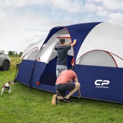CAMPROS CP Tent 8 คน Tents Camping Tents ต้านทานอากาศ Tents ครอบครัว 5 หน้าต่าง Mesh ขนาดใหญ่ ชั้นสอง แบ่ง