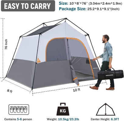 HIKERGARDEN 6 คนเต็นท์แคมป์ - พกพาง่ายตั้งเต็นท์ครอบครัวสําหรับค่าย