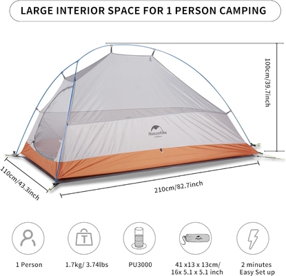 Naturehike Cloud-Up 1 Person Tent หนักเบา Backpacking Tent สําหรับ 1 คน