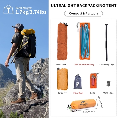 Naturehike Cloud-Up 1 Person Tent หนักเบา Backpacking Tent สําหรับ 1 คน