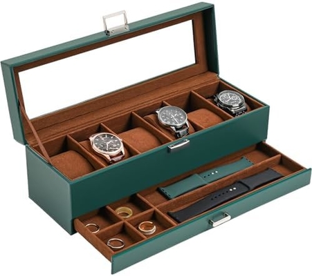 โปรเคสนาฬิกา Box จัดสําหรับผู้ชาย, 6 สล็อตนาฬิกา รายการกรอบกับตู้, วันพ่อของขวัญชายนาฬิกาถือนาฬิกา