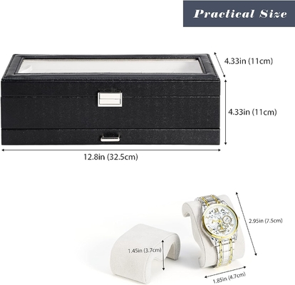 โปรเคสนาฬิกา Box จัดสําหรับผู้ชาย, 6 สล็อตนาฬิกา รายการกรอบกับตู้, วันพ่อของขวัญชายนาฬิกาถือนาฬิกา