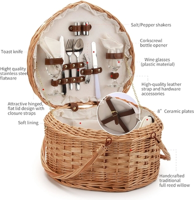กระเป๋าสตางค์พิกนิคสําหรับ 2 คน พิกนิคทรงหัวใจ ข้างเปล่า เนื้อ Wicker ไม้ Willow กระเป๋าเป้กระเป๋าเป้กระเป๋าเป้กระเป๋าเป้กระเป๋าเป้กระเป๋าเป้กระเป๋าเป้กระเป๋าเป้กระเป๋า