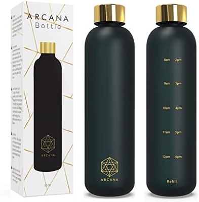 ARCANA Arc กระป๋องน้ําที่มีเวลา - กระป๋องน้ําแรงจูงใจที่มีเวลาที่จะดื่ม - พลาสติก Frosted ฟรี BPA