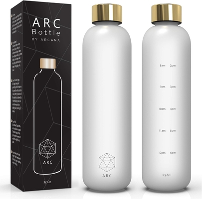 ARCANA Arc กระป๋องน้ําที่มีเวลา - กระป๋องน้ําแรงจูงใจที่มีเวลาที่จะดื่ม - พลาสติก Frosted ฟรี BPA