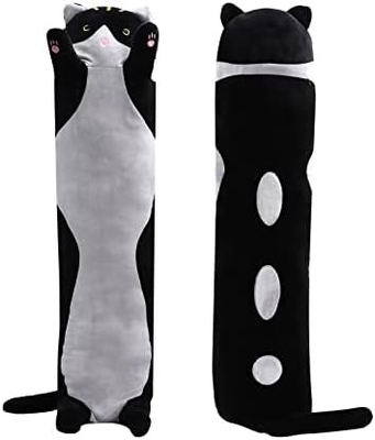 WUYU น่ารัก Plush cat doll น่ารักการ์ตูนอ่อนแอ stuffed ลูกแมวหมอนยาวโยน นอนหมอน doll ของเล่นของขวัญสําหรับเด็ก