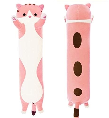 WUYU น่ารัก Plush cat doll น่ารักการ์ตูนอ่อนแอ stuffed ลูกแมวหมอนยาวโยน นอนหมอน doll ของเล่นของขวัญสําหรับเด็ก