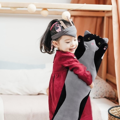 WUYU น่ารัก Plush cat doll น่ารักการ์ตูนอ่อนแอ stuffed ลูกแมวหมอนยาวโยน นอนหมอน doll ของเล่นของขวัญสําหรับเด็ก