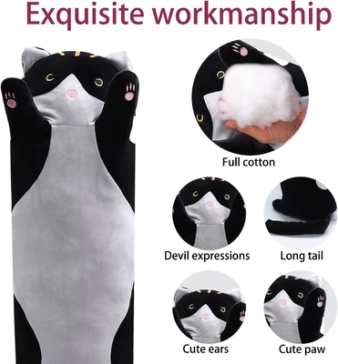 WUYU น่ารัก Plush cat doll น่ารักการ์ตูนอ่อนแอ stuffed ลูกแมวหมอนยาวโยน นอนหมอน doll ของเล่นของขวัญสําหรับเด็ก