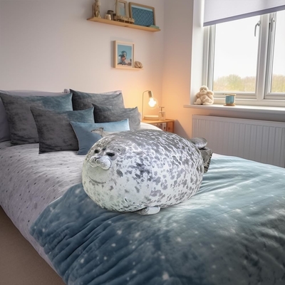 MerryXD Chubby Blob Seal Pillow, stuffed Cotton Plush Animal Toy Cute Ocean Medium ((17.6 นิ้ว