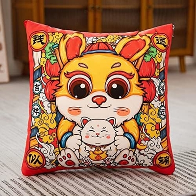 ปีของกระต่าย หัวหมอนสีแดงใหญ่ หัวหมอนกระต่าย 40*40cm