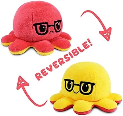TeeTurtle - The Original Reversible Octopus Plushie - รัก + ความเกลียดชัง - สัตว์ที่เต็มไปด้วยสัญชาตญาณที่น่ารัก