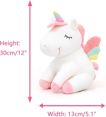 Lazada Unicorn สัตว์ที่เต็มไปด้วยสัตว์ของเล่นเด็กผู้หญิงของขวัญด้วยปีกรุ้ง ขาว 12 นิ้ว