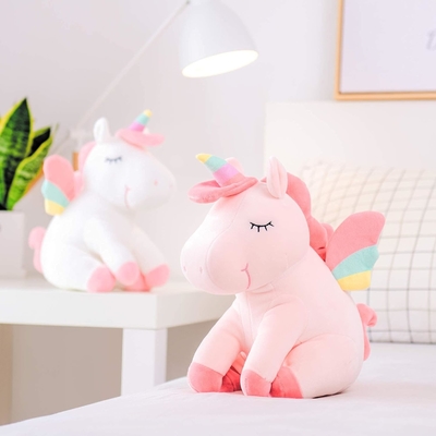 Lazada Unicorn สัตว์ที่เต็มไปด้วยสัตว์ของเล่นเด็กผู้หญิงของขวัญด้วยปีกรุ้ง ขาว 12 นิ้ว