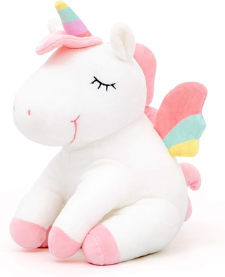 Lazada Unicorn สัตว์ที่เต็มไปด้วยสัตว์ของเล่นเด็กผู้หญิงของขวัญด้วยปีกรุ้ง ขาว 12 นิ้ว