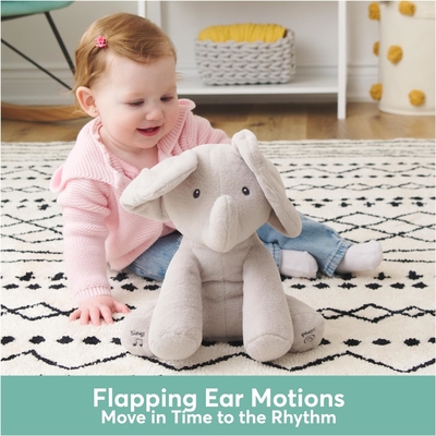 GUND Baby Animated Flappy The Elephant Plush, เพลงสัตว์ที่เต็มไปด้วยของเล่นสําหรับเด็กอายุ 0 ปีขึ้นไป สีเทา 12 นิ้ว