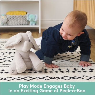 GUND Baby Animated Flappy The Elephant Plush, เพลงสัตว์ที่เต็มไปด้วยของเล่นสําหรับเด็กอายุ 0 ปีขึ้นไป สีเทา 12 นิ้ว