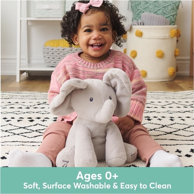 GUND Baby Animated Flappy The Elephant Plush, เพลงสัตว์ที่เต็มไปด้วยของเล่นสําหรับเด็กอายุ 0 ปีขึ้นไป สีเทา 12 นิ้ว