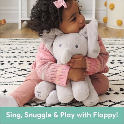 GUND Baby Animated Flappy The Elephant Plush, เพลงสัตว์ที่เต็มไปด้วยของเล่นสําหรับเด็กอายุ 0 ปีขึ้นไป สีเทา 12 นิ้ว