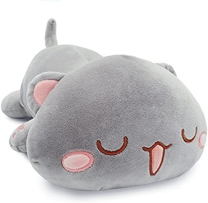 Onsoyours Cute Kitten Plush Toy 25.5&quot; stuffed Animal Pet Kitty Soft Anime Cat Large Plush Pillow for Kids (สีขาว A, 25.5