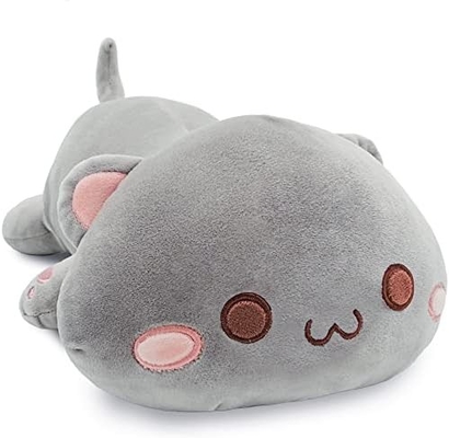 Onsoyours Cute Kitten Plush Toy 25.5&quot; stuffed Animal Pet Kitty Soft Anime Cat Large Plush Pillow for Kids (สีขาว A, 25.5