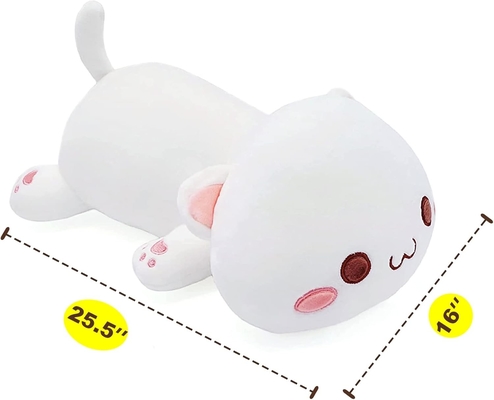 Onsoyours Cute Kitten Plush Toy 25.5&quot; stuffed Animal Pet Kitty Soft Anime Cat Large Plush Pillow for Kids (สีขาว A, 25.5