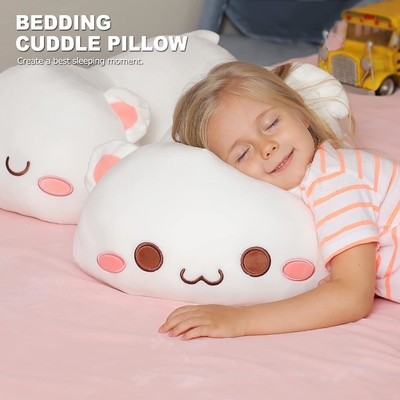 Onsoyours Cute Kitten Plush Toy 25.5&quot; stuffed Animal Pet Kitty Soft Anime Cat Large Plush Pillow for Kids (สีขาว A, 25.5