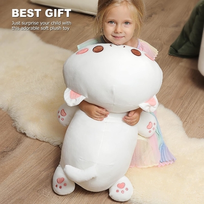Onsoyours Cute Kitten Plush Toy 25.5&quot; stuffed Animal Pet Kitty Soft Anime Cat Large Plush Pillow for Kids (สีขาว A, 25.5