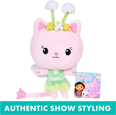 Gabby's Dollhouse, 7 นิ้ว Kitty Fairy Purr-ific ของเล่น Plush, ของเล่นเด็กสําหรับอายุ 3 ปีขึ้นไป