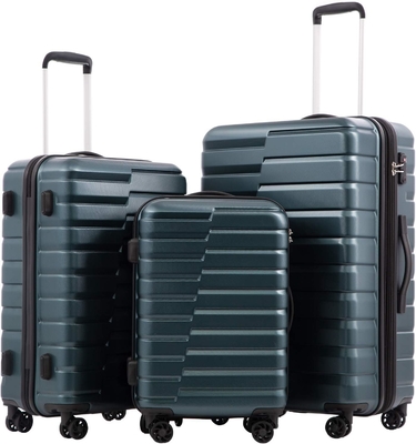 กระเป๋าเดินทาง PC ABS TSA กระเป๋าเดินทาง 3 ชิ้น Set Lock Spinner Carry on (Teal blue)