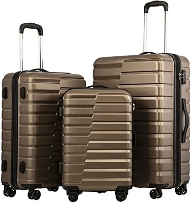 กระเป๋าเดินทาง PC ABS TSA กระเป๋าเดินทาง 3 ชิ้น Set Lock Spinner Carry on (Teal blue)