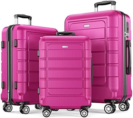ชุดกระเป๋าเดินทาง ขยายได้ PC+ABS กระเป๋าเดินทางทนทาน ล้อสอง TSA Lock 3pcs ไวน์แดง