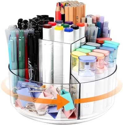 5 สล็อต 360 องศาหมุน Acrylic Pen Holder สําหรับโต๊ะ, ตัวถือเครื่องหมาย Caddy Art Supply Organizer Pen Organizer สําหรับโต๊ะ