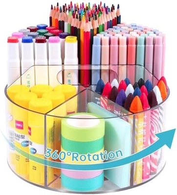5 สล็อต 360 องศาหมุน Acrylic Pen Holder สําหรับโต๊ะ, ตัวถือเครื่องหมาย Caddy Art Supply Organizer Pen Organizer สําหรับโต๊ะ