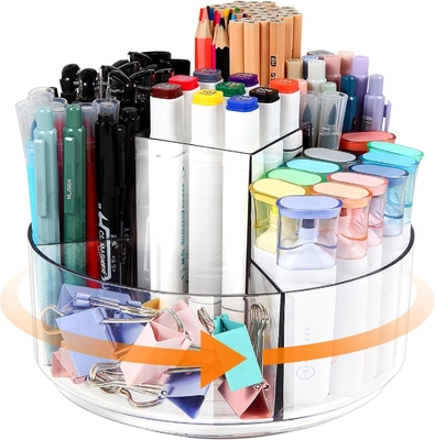 5 สล็อต 360 องศาหมุน Acrylic Pen Holder สําหรับโต๊ะ, ตัวถือเครื่องหมาย Caddy Art Supply Organizer Pen Organizer สําหรับโต๊ะ