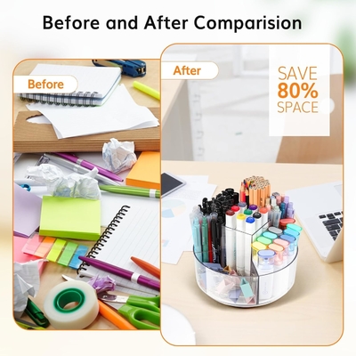 5 สล็อต 360 องศาหมุน Acrylic Pen Holder สําหรับโต๊ะ, ตัวถือเครื่องหมาย Caddy Art Supply Organizer Pen Organizer สําหรับโต๊ะ