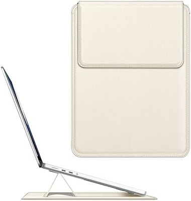 กล่องคอมพิวเตอร์แล็ปท็อป MacBook Air 13.6M3 M2 A3113 A2681/MacBook Pro 14 A2992-PU ผ้าห่มกระเป๋าบางมีฟังก์ชันยืน สีน้ําตาล