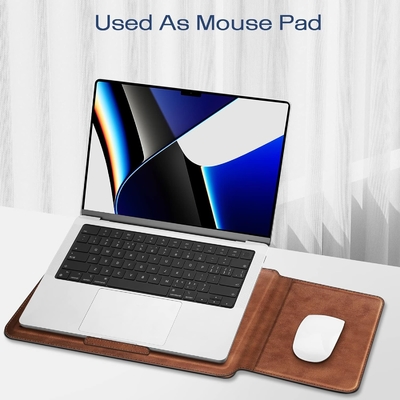 กล่องคอมพิวเตอร์แล็ปท็อป MacBook Air 13.6M3 M2 A3113 A2681/MacBook Pro 14 A2992-PU ผ้าห่มกระเป๋าบางมีฟังก์ชันยืน สีน้ําตาล