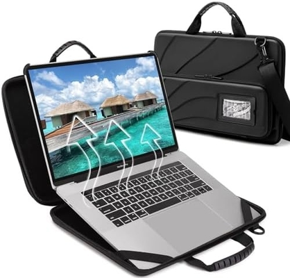 BUG 14.2-15.6 นิ้ว Laptop Case หนังแข็ง กระเป๋าปกป้อง Laptop การดําเนินงาน Case กับยืนสําหรับการระบายความร้อน
