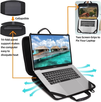 BUG 14.2-15.6 นิ้ว Laptop Case หนังแข็ง กระเป๋าปกป้อง Laptop การดําเนินงาน Case กับยืนสําหรับการระบายความร้อน