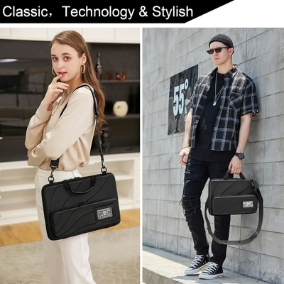 BUG 14.2-15.6 นิ้ว Laptop Case หนังแข็ง กระเป๋าปกป้อง Laptop การดําเนินงาน Case กับยืนสําหรับการระบายความร้อน