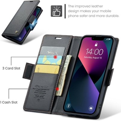 QLTYPRI Wallet Cover สําหรับ iPhone 13/14 ตัวถือสล็อตบัตรเครดิต [ปิด RFID] เพื่อป้องกันกระแทกของชุดโทรศัพท์