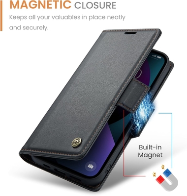 QLTYPRI Wallet Cover สําหรับ iPhone 13/14 ตัวถือสล็อตบัตรเครดิต [ปิด RFID] เพื่อป้องกันกระแทกของชุดโทรศัพท์