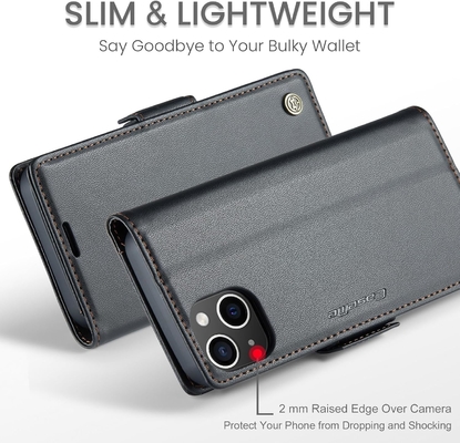 QLTYPRI Wallet Cover สําหรับ iPhone 13/14 ตัวถือสล็อตบัตรเครดิต [ปิด RFID] เพื่อป้องกันกระแทกของชุดโทรศัพท์