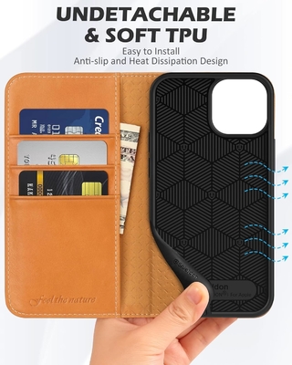 เคสพับกระเป๋าสตางค์หนัง ปิดแม่เหล็ก RFID ปิดสล็อตการ์ด