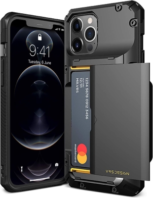 สําหรับ iPhone 12 Pro Max พร้อม [4 บัตร]กระเป๋าสตางค์สล็อตบัตรเครดิตชั้นสูงสําหรับ iPhone 12 Pro Max 6.7 นิ้ว