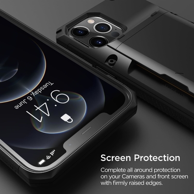 สําหรับ iPhone 12 Pro Max พร้อม [4 บัตร]กระเป๋าสตางค์สล็อตบัตรเครดิตชั้นสูงสําหรับ iPhone 12 Pro Max 6.7 นิ้ว