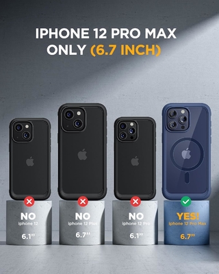 แม็กเนติกสําหรับ iPhone 12 Pro Max Case ครบร่างกาย รวมกันจอกระจกและกันกล้อง