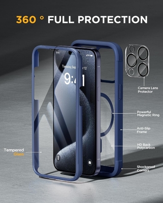 แม็กเนติกสําหรับ iPhone 12 Pro Max Case ครบร่างกาย รวมกันจอกระจกและกันกล้อง